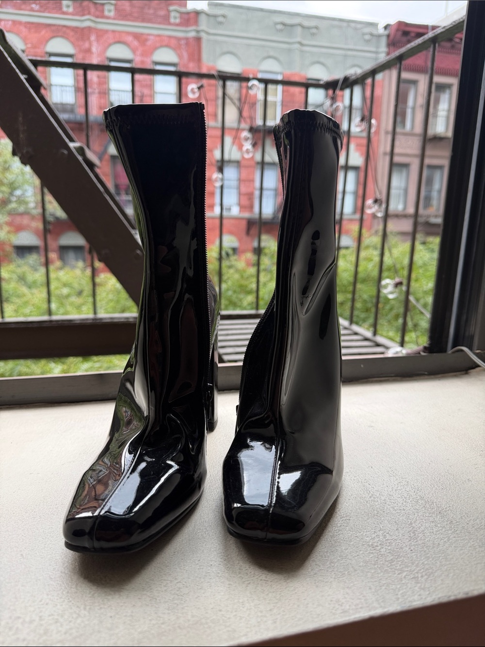Steve Madden Glossy Black Patent Ankle Boots